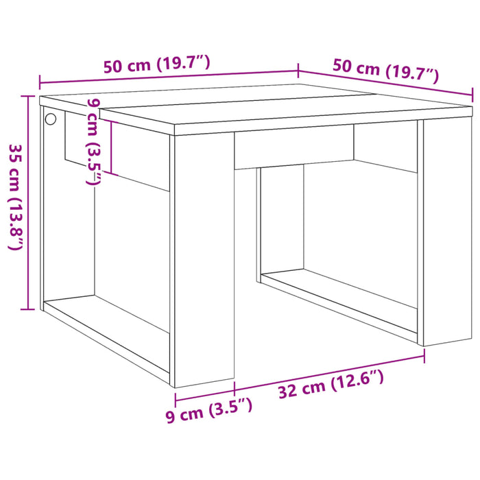 Помощна Маса Старо Дърво 50x50x35 см Инженерно Дърво