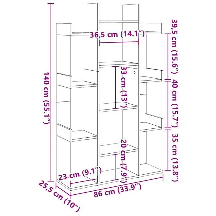 Dulap cărți Lemn Vechi 86x25,5x140 cm Lemn Tehnic