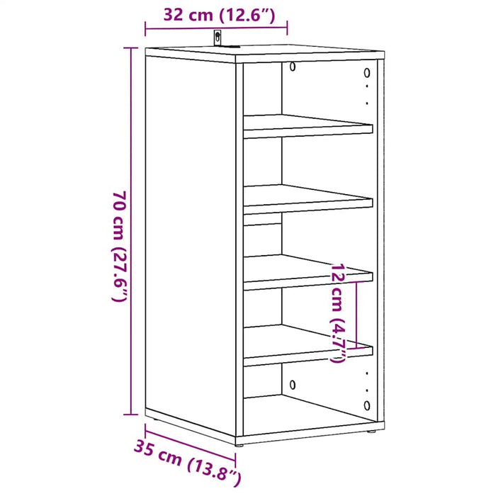 Shoe Cabinet Artisan Oak 32x35x70 cm Engineered Wood