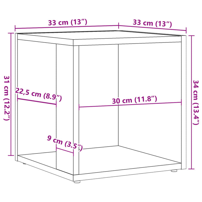 Masuta Artisan Stejar 33x33x34 cm Lemn de Inginerie