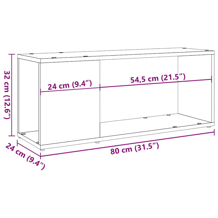 TV Cabinet Old Wood 80x24x32cm Engineered Wood