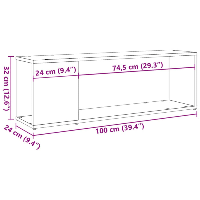 TV Cabinet Old Wood 100x24x32 cm Engineered Wood