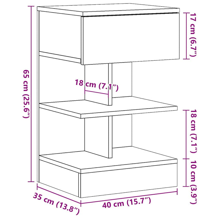 Нощно шкафче Старо дърво 40x35x65 см Инженерно дърво