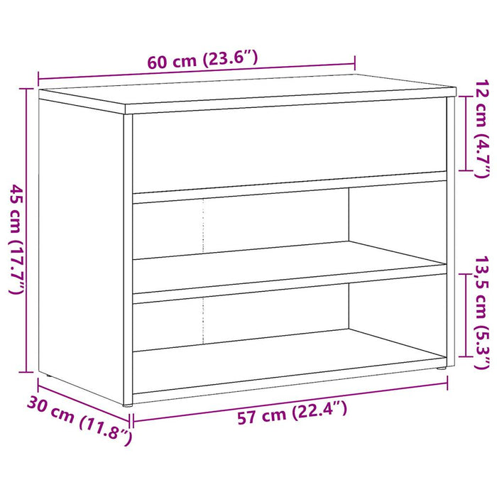 Shoe Bench Old Wood 60x30x45 cm Engineered Wood