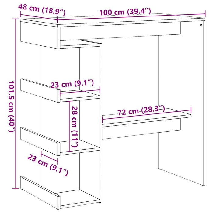 Бар маса със стелаж за съхранение от старо дърво 100x48x101,5 см