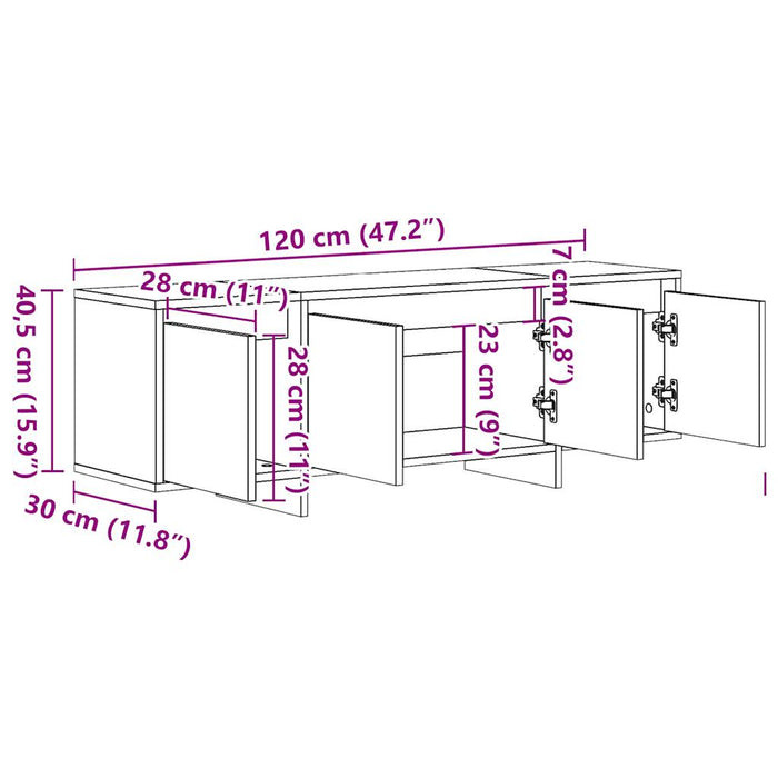 ТВ Шкаф Старо Дърво 120x30x40,5 см Инженерно Дърво