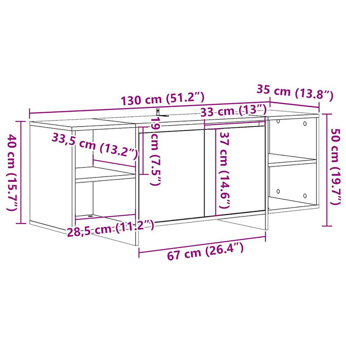 Тумба под телевизор Old Wood 130x35x50 см Инженерная древесина