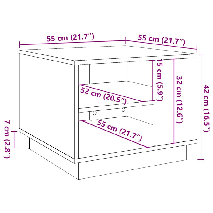 Маса за кафе старо дърво 55x55x42 см инженерно дърво