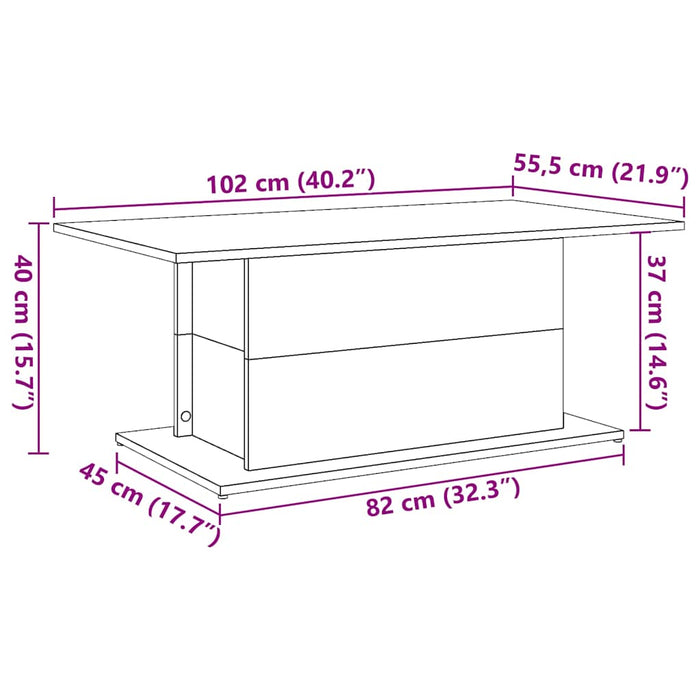 Masuta de cafea Stejar Artizanat 102x55,5x40 cm Lemn de inginerie