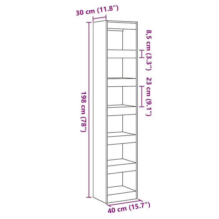 Dulap carte/Separator Lemn Vechi 40x30x198 cm