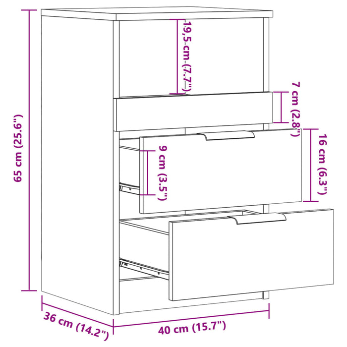 Noptiera 2 bucati Lemn Vechi 40x36x65 cm Lemn De Inginerie