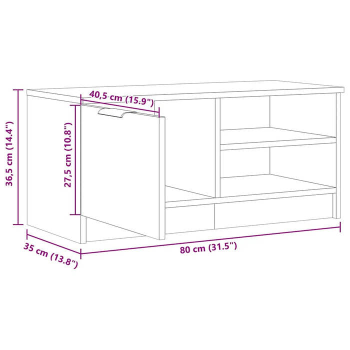 TV Cabinet Old Wood 80x35x36.5 cm Engineered Wood