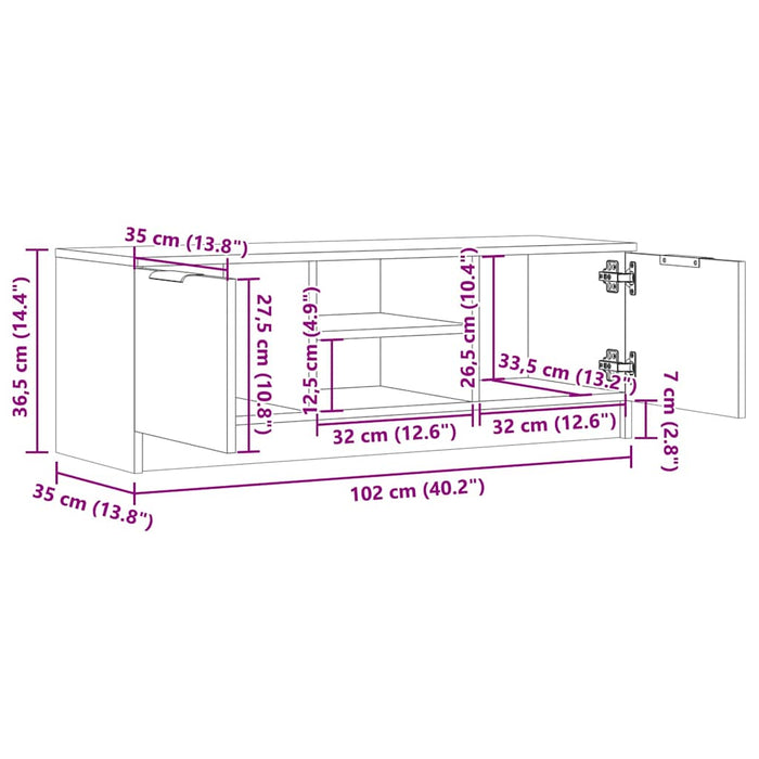 TV Cabinet Old Wood 102x35x36.5 cm Engineered Wood