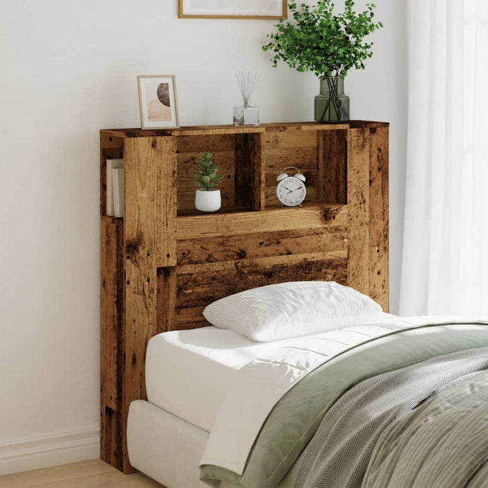 Headboard Cabinet Old Wood 100x19x104.5 cm Engineered Wood