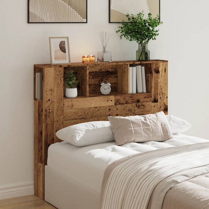 Headboard Cabinet Old Wood 120x19x104.5 cm Engineered Wood