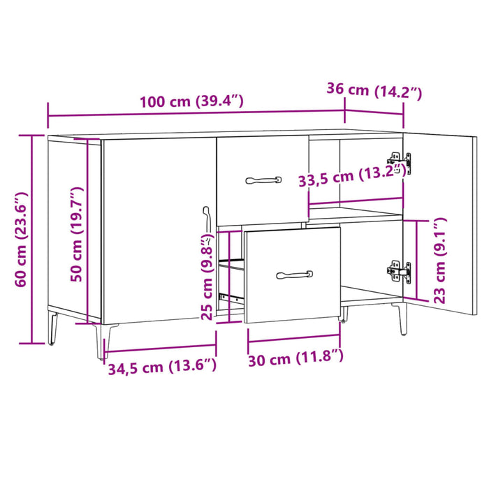 Бюфет Old Wood 100x36x60 cm Engineered Wood