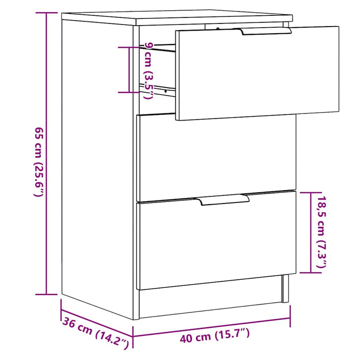 Bedside Cabinet Artisan Oak 40x36x65 cm Engineered Wood