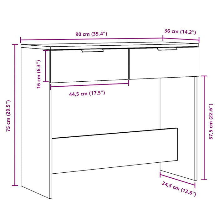 Masa Consolă Stejar Artizanat 90x36x75 cm Lemn Tehnic