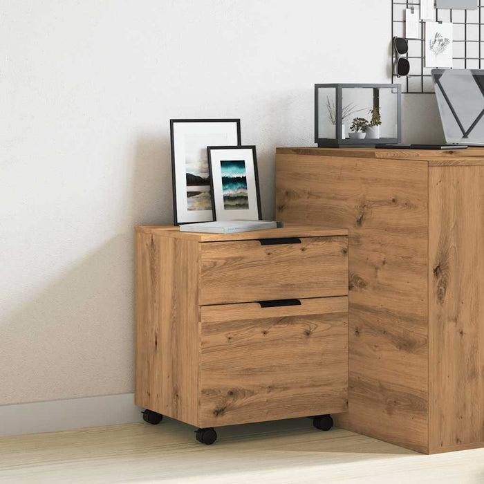 Mobile File Cabinet with Wheels Artisan Oak 45x38x54 cm Engineered Wood