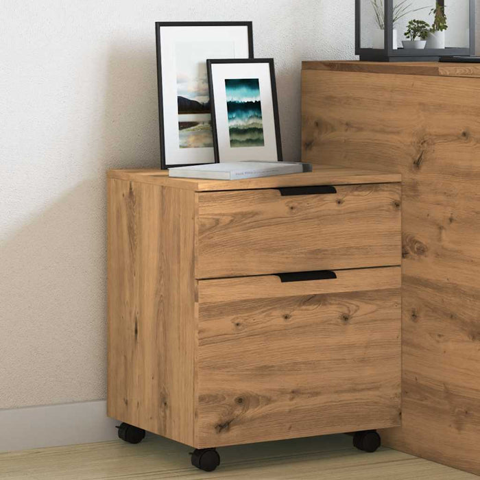 Mobile File Cabinet with Wheels Artisan Oak 45x38x54 cm Engineered Wood