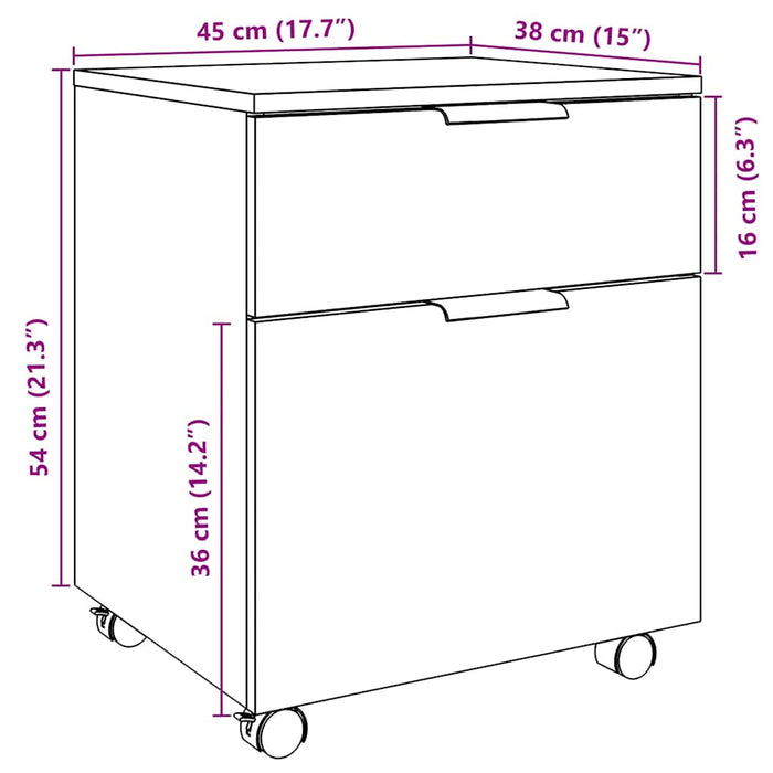 Mobile File Cabinet with Wheels Artisan Oak 45x38x54 cm Engineered Wood