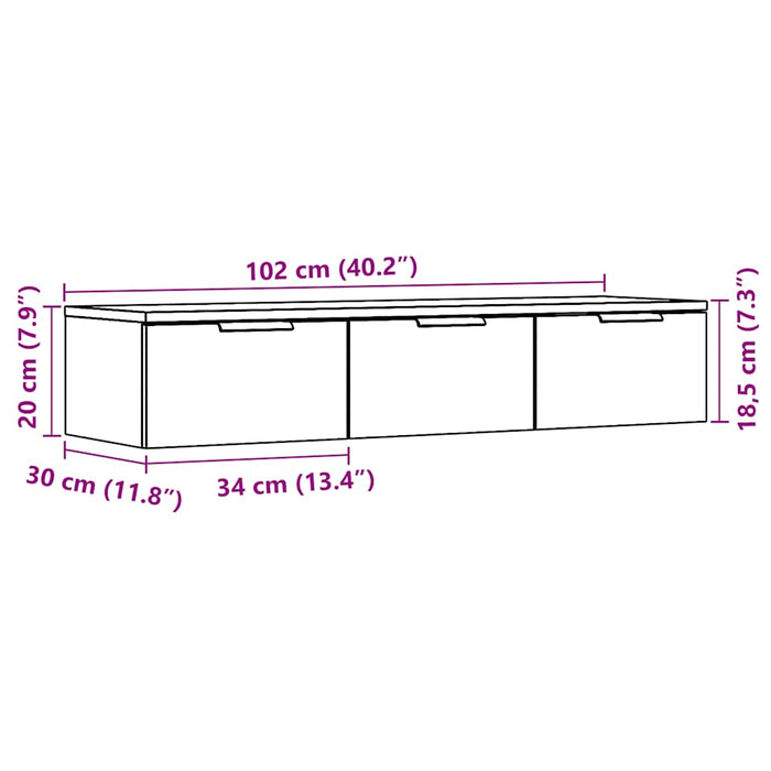 Wall Cabinet Old Wood 102x30x20 cm Engineered Wood