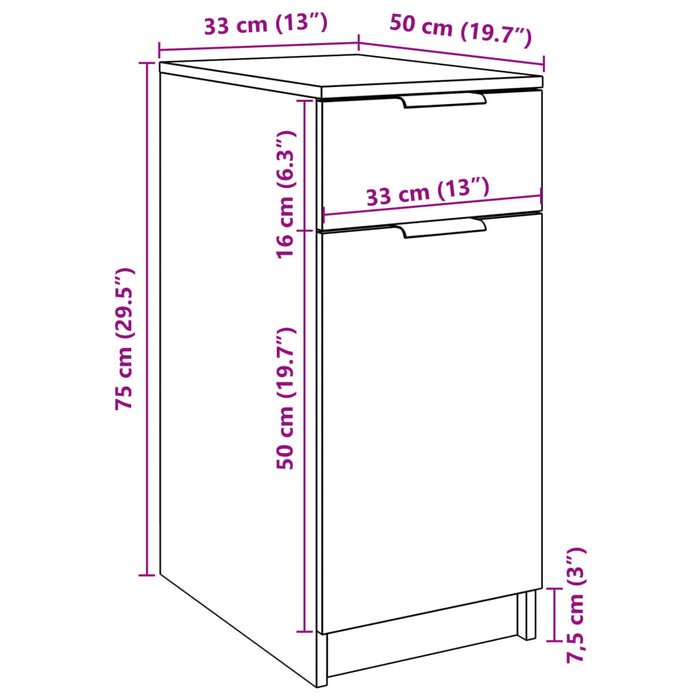 Dulap Birou Lemn Vechi 33x50x75 cm Lemn De Inginerie