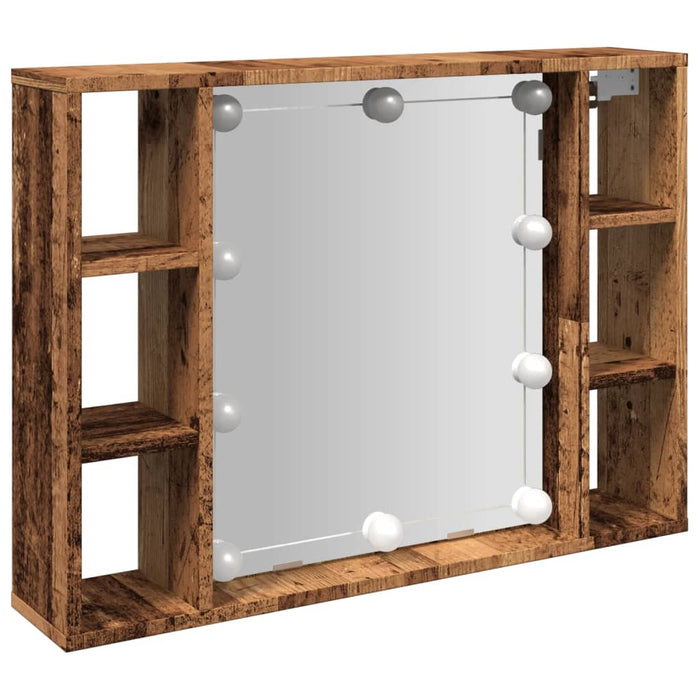 Mirror Cabinet with LED Old Wood 76x15x55 cm Engineered Wood