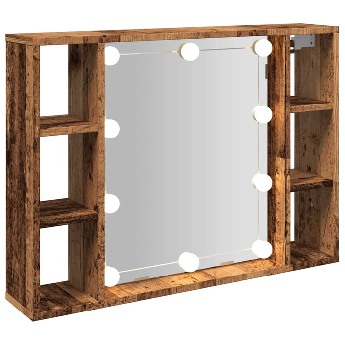 Mirror Cabinet with LED Old Wood 76x15x55 cm Engineered Wood