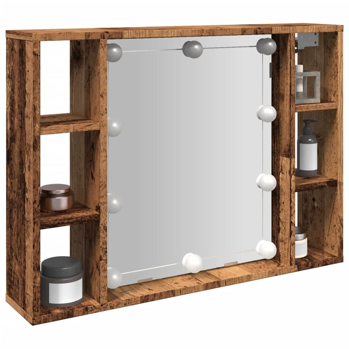 Mirror Cabinet with LED Old Wood 76x15x55 cm Engineered Wood