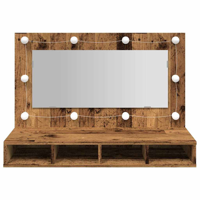 Mirror Cabinet with LED Old Wood 90x31.5x62 cm