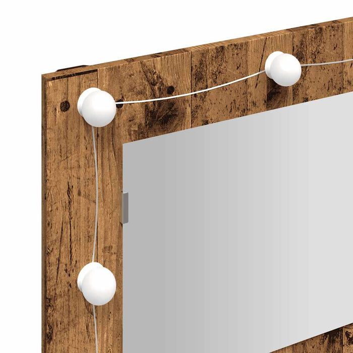 Mirror Cabinet with LED Old Wood 90x31.5x62 cm