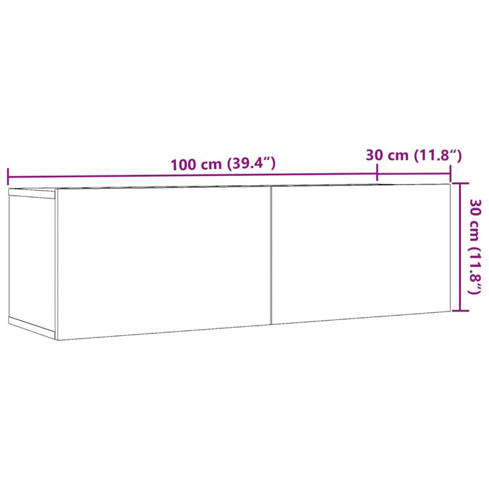 Тумбы под телевизор настенные 2 шт. Артизиан Дуб 100x30x30 см