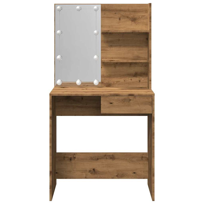 Dressing Table with LED Artisan Oak 74.5x40x141 cm