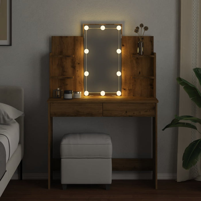 Masuta de toaleta cu Lumini LED Stejar Artizanat 96x40x142 cm