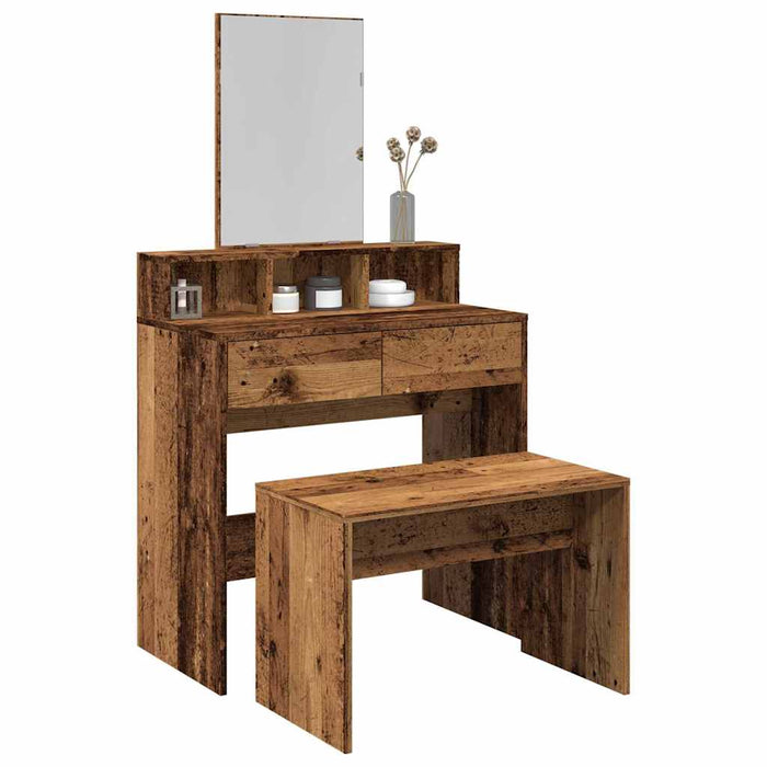 Dressing Stool Old Wood 70x35x45 cm Engineered Wood