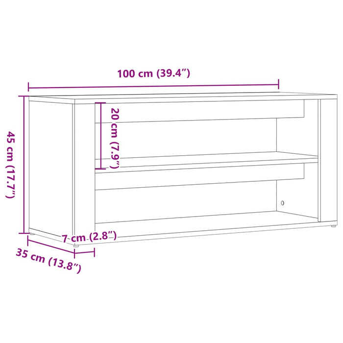 Пейка за обувки занаятчийски дъб 100x35x45 см инженерно дърво