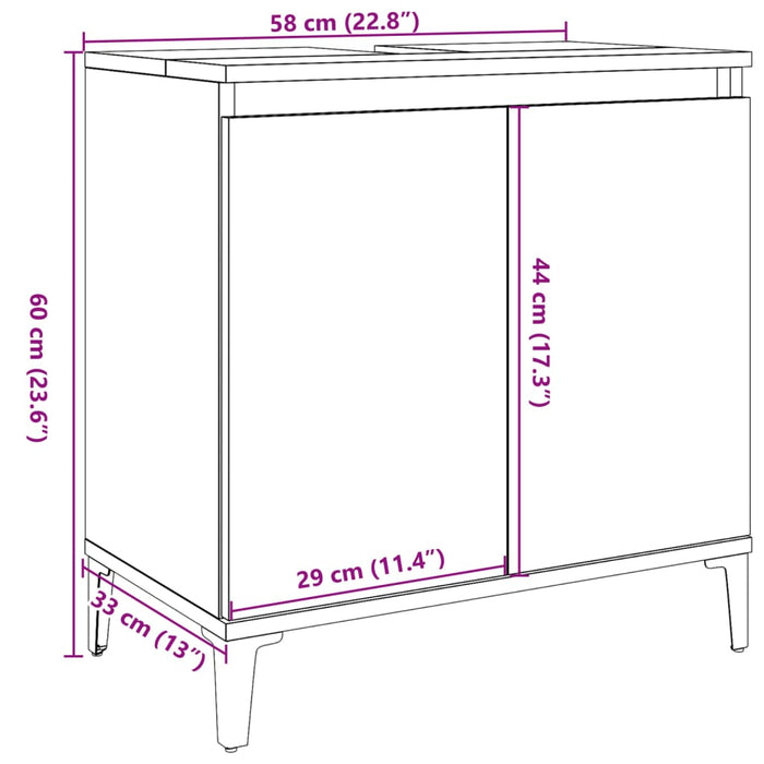 Sink Cabinet Old Wood 58x33x60 cm Engineered Wood