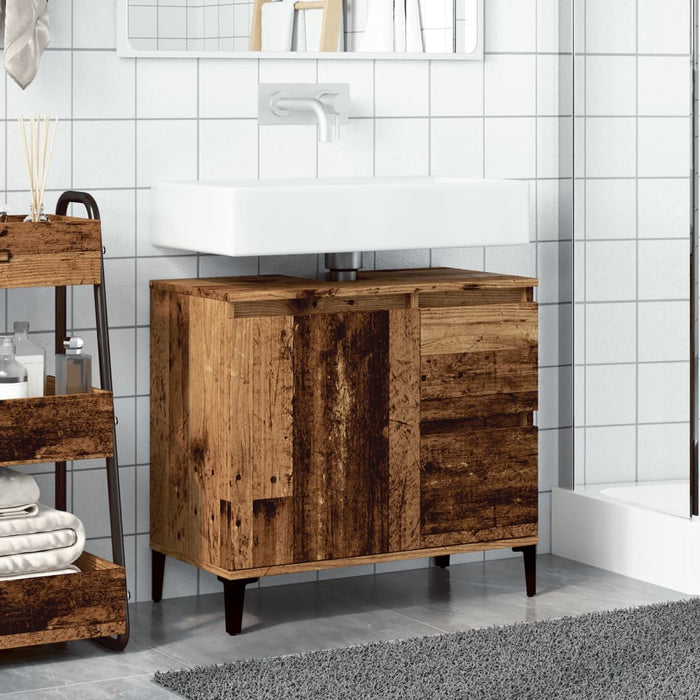 Sink Cabinet Old Wood 65x33x60 cm Engineered Wood