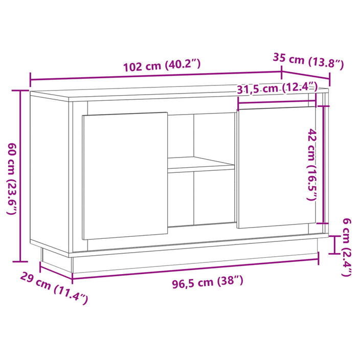 Бюфет Old Wood 102x35x60 cm Engineered Wood