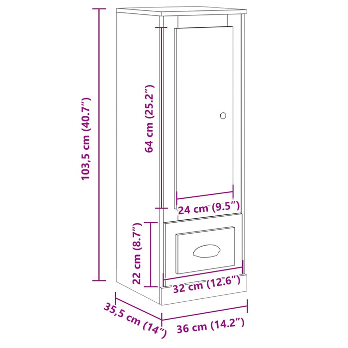 Highboard Old Wood 36x35.5x103.5 cm Engineered Wood