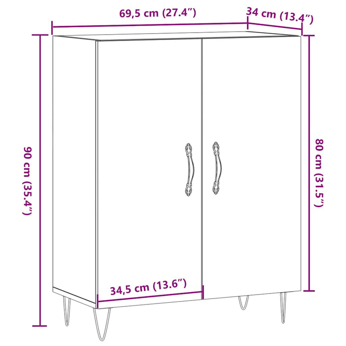 Бюфет занаятчийски дъб 69,5x34x90 см Инженерно дърво