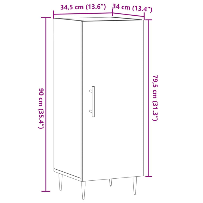 Бюфет занаятчийски дъб 34,5x34x90 см Инженерно дърво