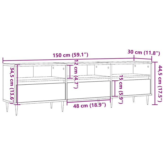 TV Cabinet Old Wood 150x30x44.5 cm Engineered Wood