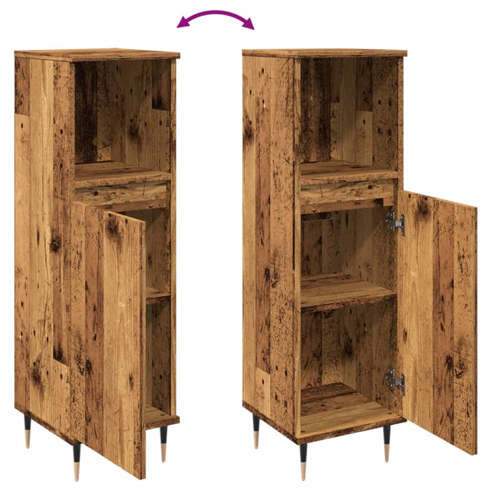 Bathroom Cabinet Old Wood 30x30x100 cm Engineered Wood