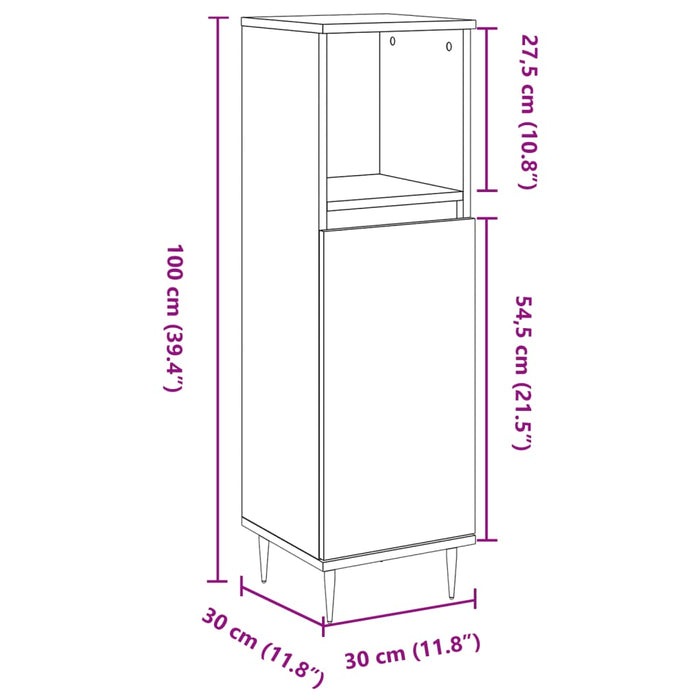 Bathroom Cabinet Old Wood 30x30x100 cm Engineered Wood