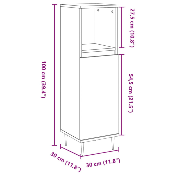 Bathroom Cabinet Artisan Oak 30x30x100 cm Engineered Wood