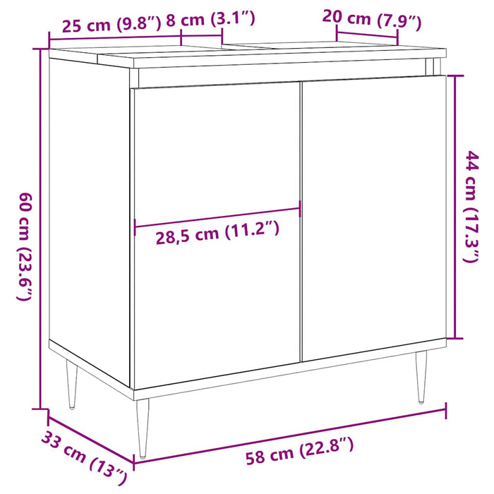 Bathroom Cabinet Concrete Grey 58x33x60 cm Engineered Wood