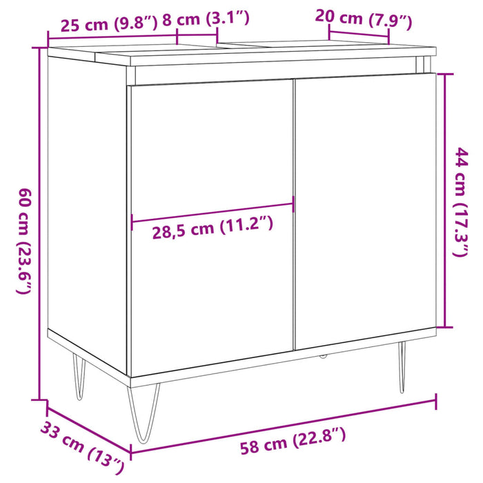 Bathroom Cabinet Old Wood 58x33x60 cm Engineered Wood