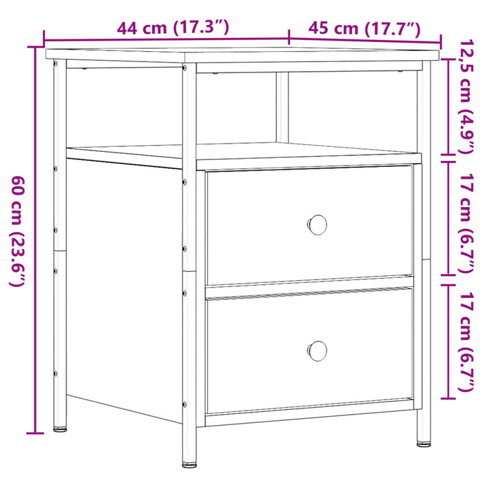 Нощно шкафче занаятчийски дъб 44x45x60 см инженерно дърво